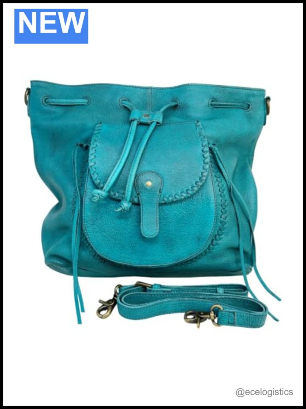 Leather Drawstring Bucket Bag Women Boho Crossbody Shoulder Purse